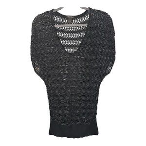 White House Black Market V-neck open-stitch sweater/top with metallic shine Sm